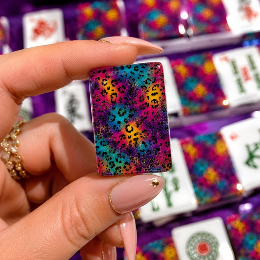 Cheetah Print American Mahjong Tiles Set | Acrylic Colorful Game with Jokers