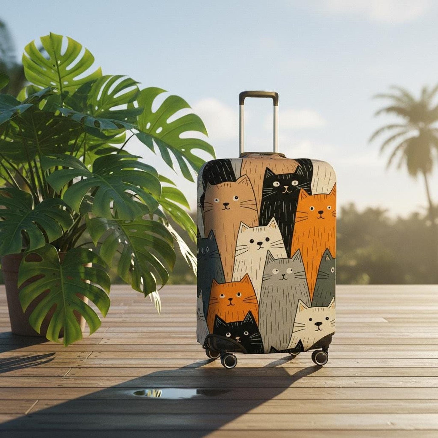 Cat Luggage Cover - Durable Suitcase Protector with Double-Sided Cat Design