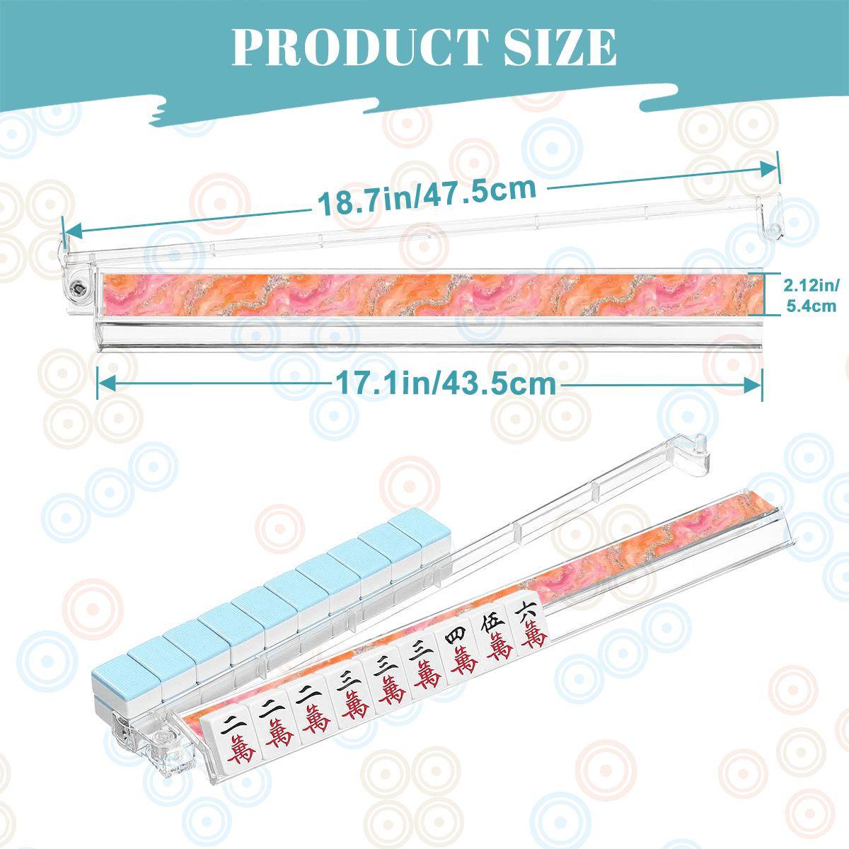 Pink & Orange Mahjong Tile Pusher Racks 4pcs Acrylic Organizer with Card Holder, UV Printed