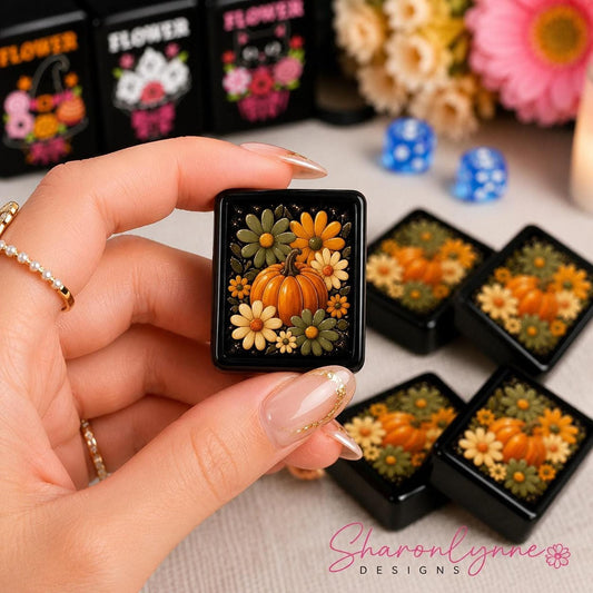 Pumpkin Mahjong Floral Halloween Tiles, American Set with Decorative Design, for Game Night