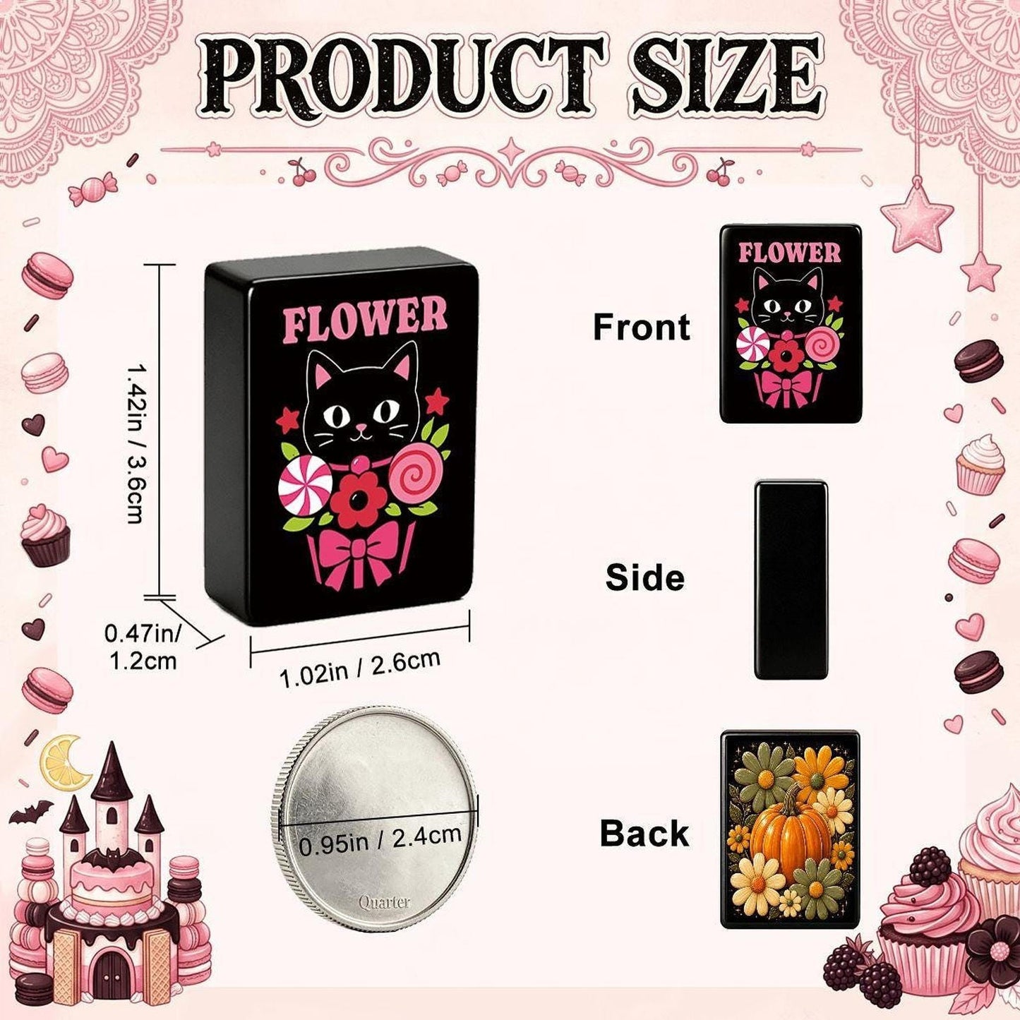 Pumpkin Mahjong Floral Halloween Tiles, American Set with Decorative Design, for Game Night