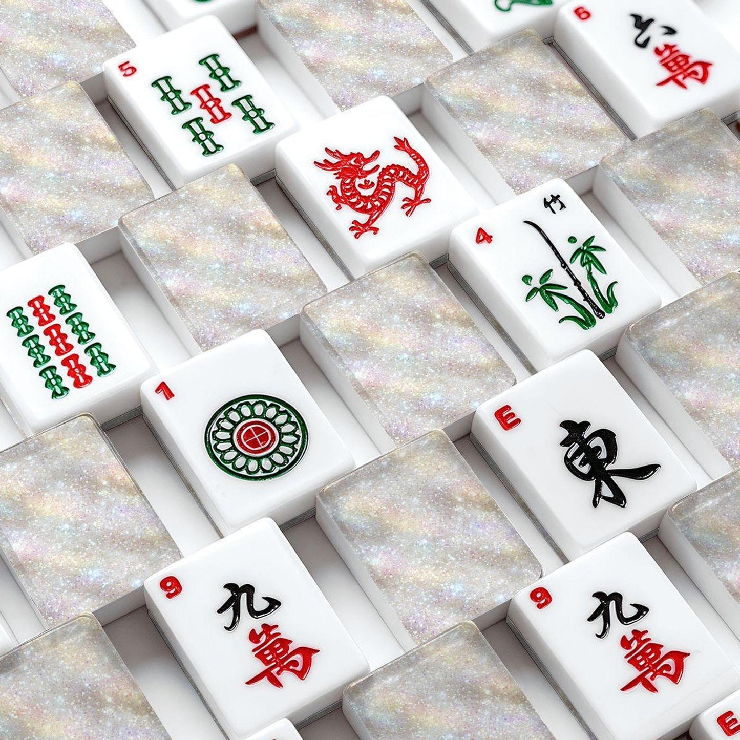 Mahjong Tile Set - Gray Minimalist Acrylic Game Pieces for Modern Play