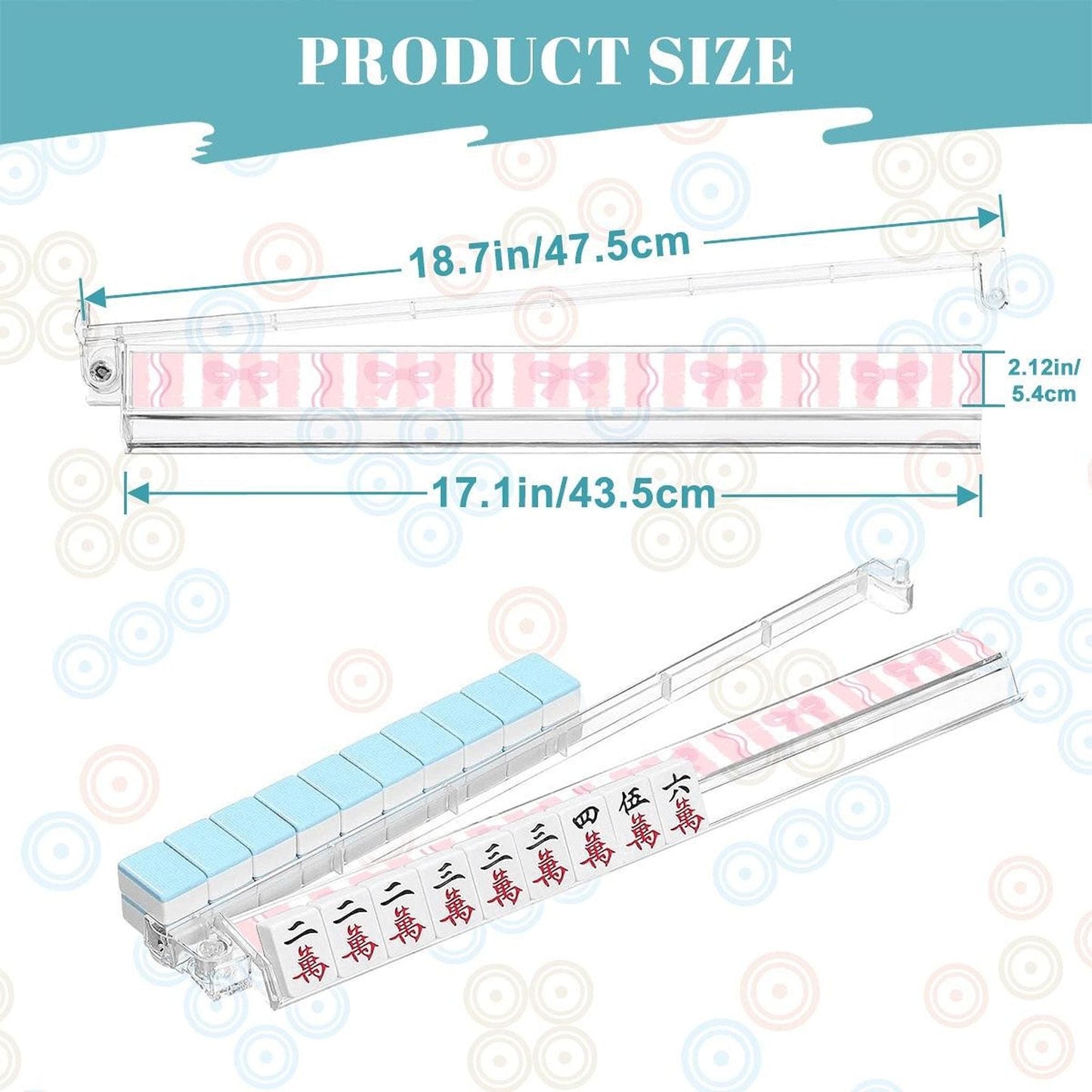 Pink Mahjong Racks Set of 4, Acrylic Tile Pushers with Card Holder