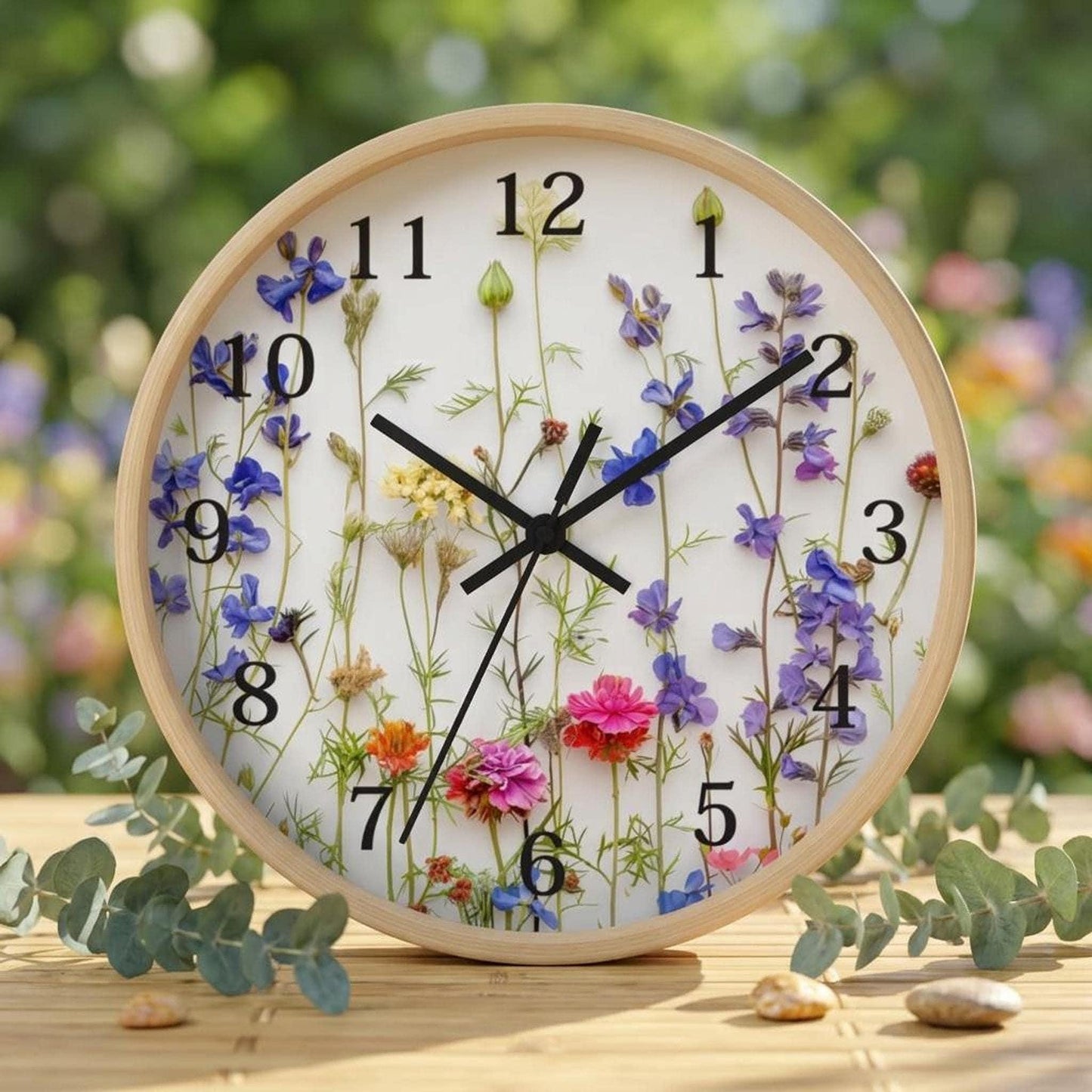 Floral Wall Clock, Modern Round Plexiglass Timepiece for Home Decor