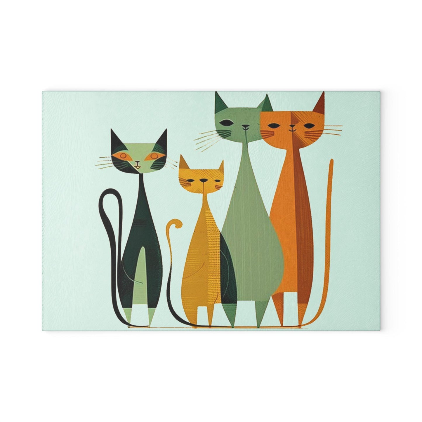Mid Century Modern Cat Glass Cutting Board, Retro Kitchen Decor