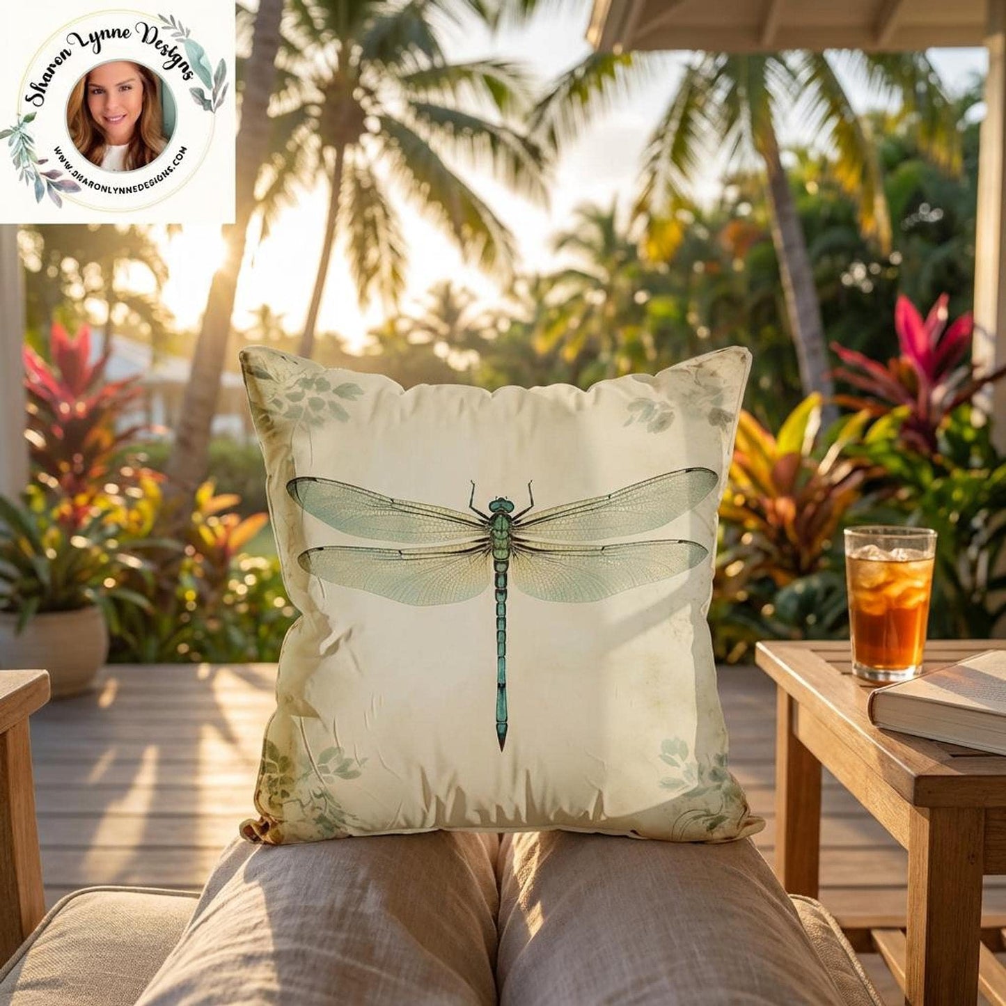 Dragonfly Pillow Cover with Soft Print, Double-Sided Decor