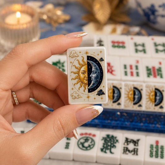 Mahjong Game Set with Sun & Moon Acrylic Tiles, 166-Piece Collection