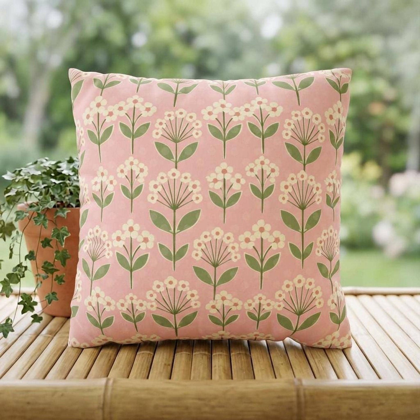 Pink Floral Pillow Cover, Double-Sided Accent with Design