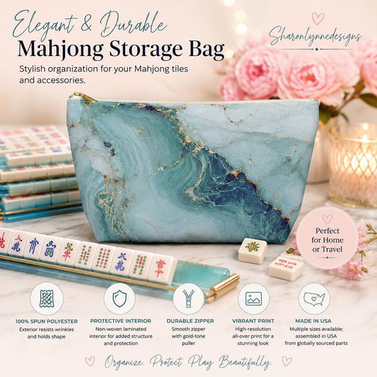Marble Sky Accessory Pouch, Travel Cosmetic Bag with Gold Zipper