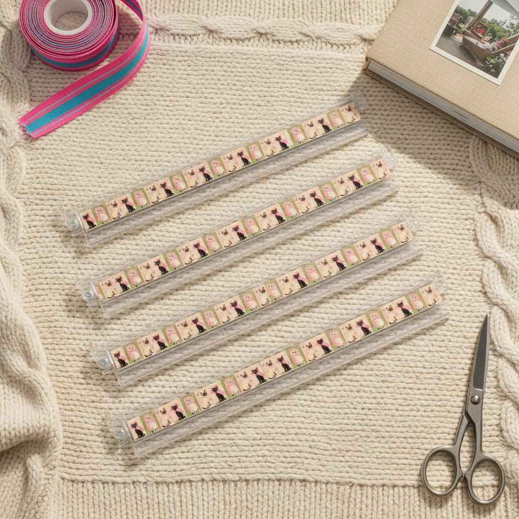 Mahjong Pushers Set, Retro Cats Acrylic Rack Set with Card Holder