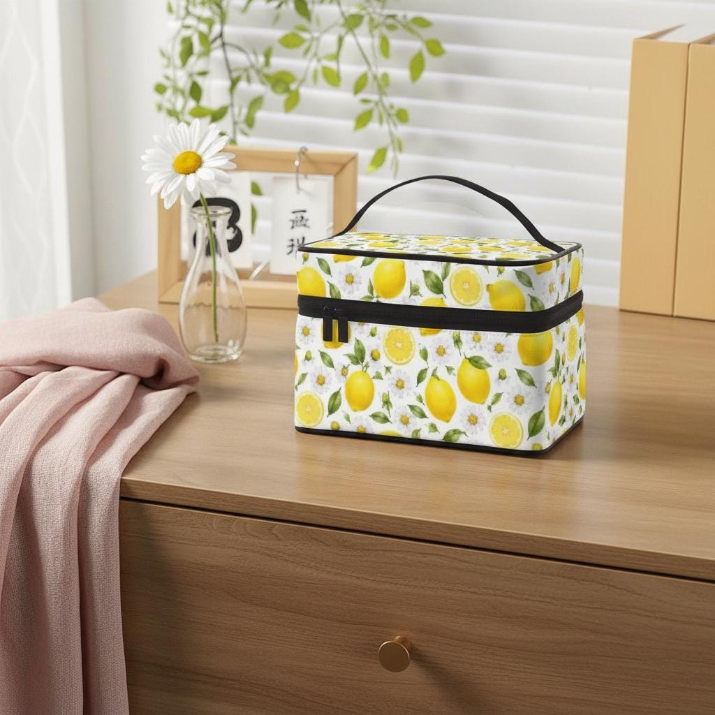 Lemon Portable Mahjong Bag - Durable Polyester Tote for Game Night