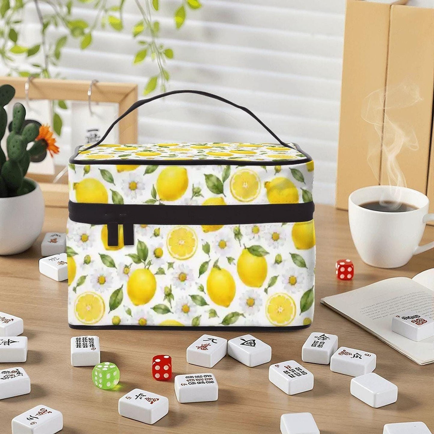Lemon Portable Mahjong Bag - Durable Polyester Tote for Game Night