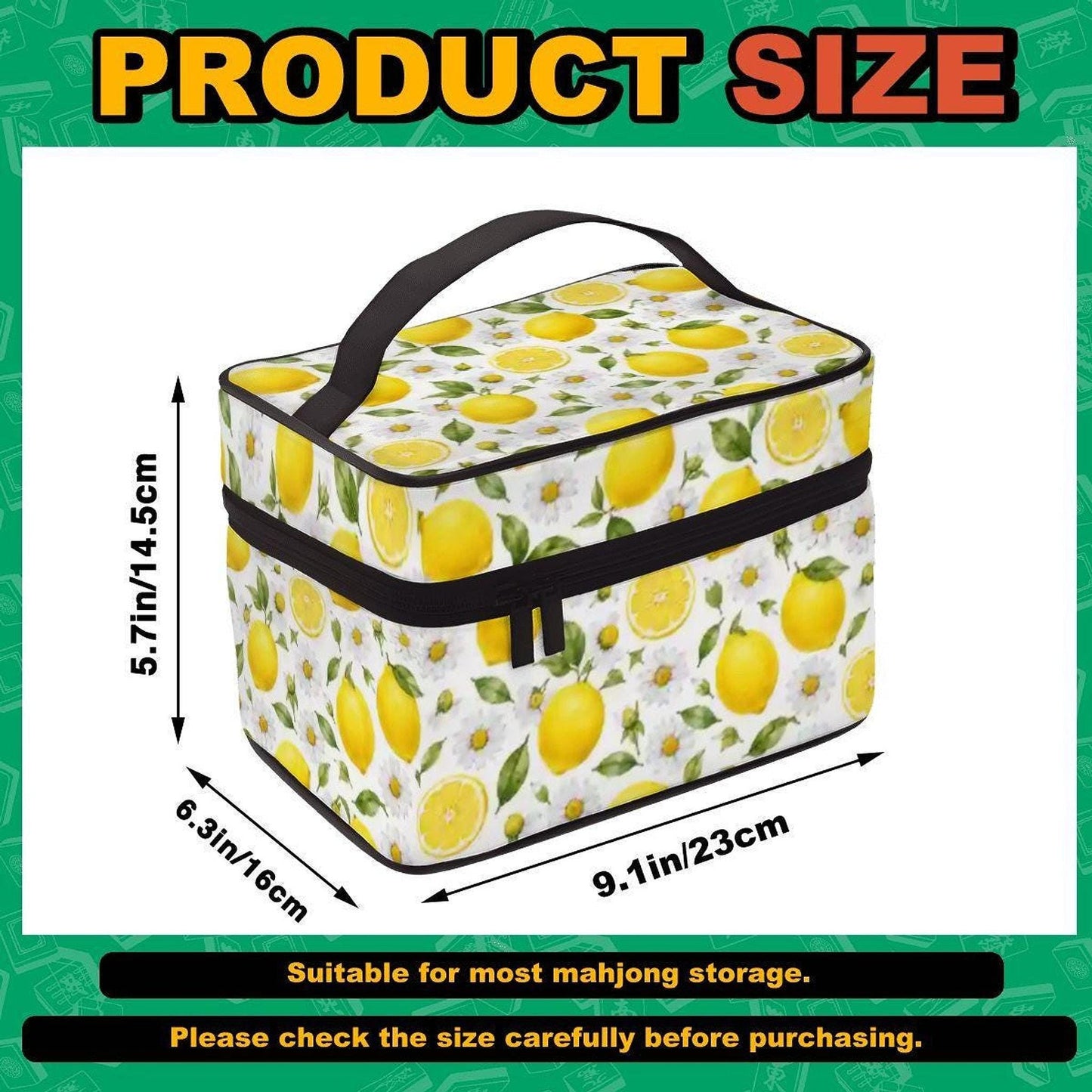Lemon Portable Mahjong Bag - Durable Polyester Tote for Game Night