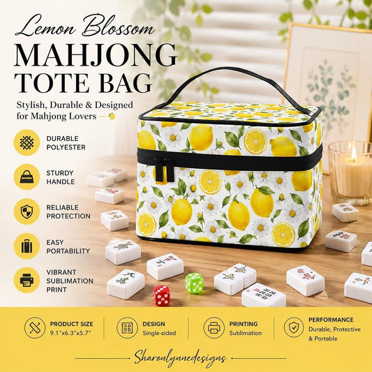 Lemon Portable Mahjong Bag - Durable Polyester Tote for Game Night