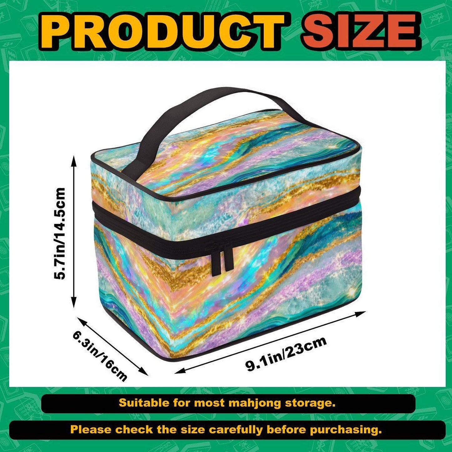 Colorful Portable Mahjong Bag, Travel Case with Durable Handle
