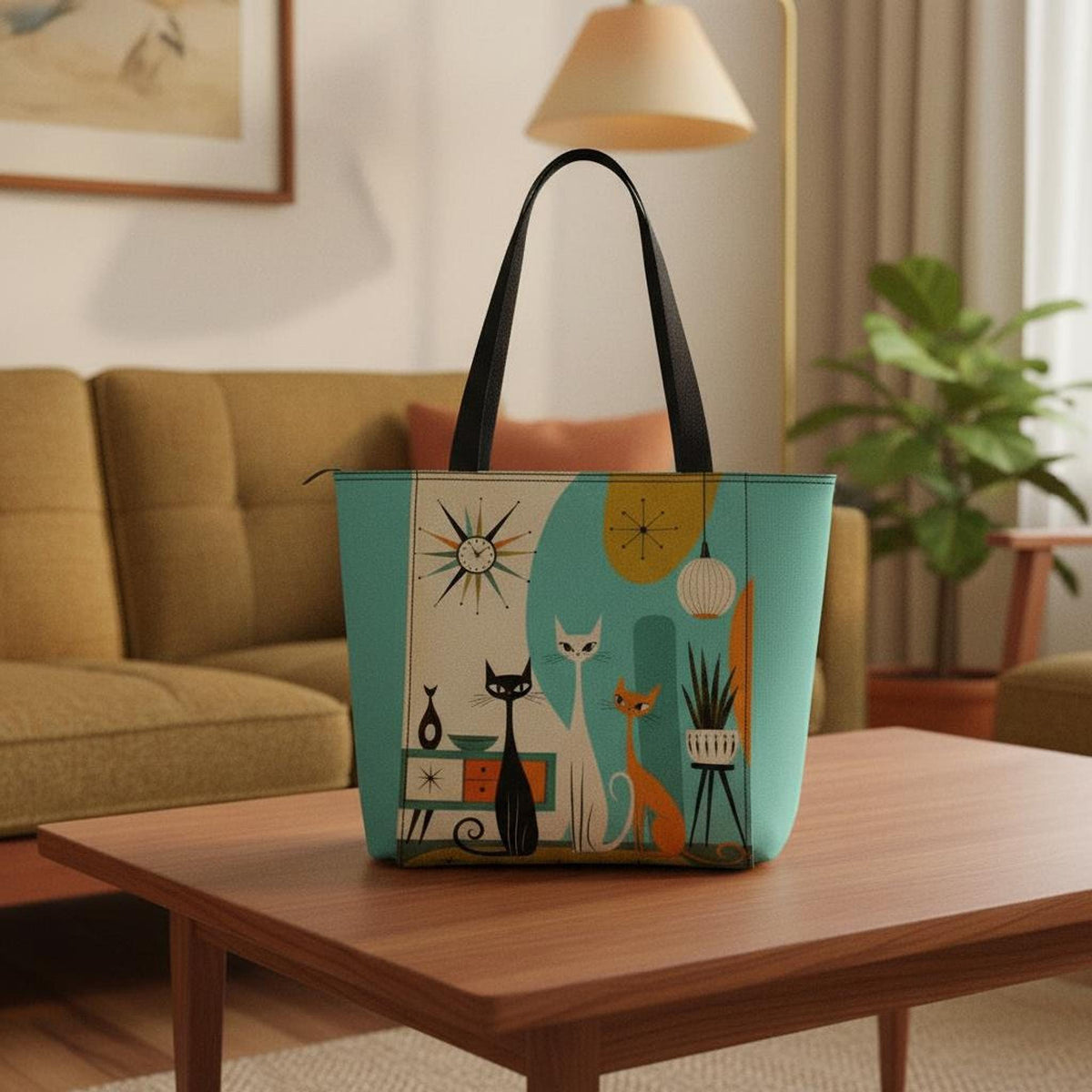 Yoga Mat Carrier, Retro Cats Multi-use Bag with All Over Print