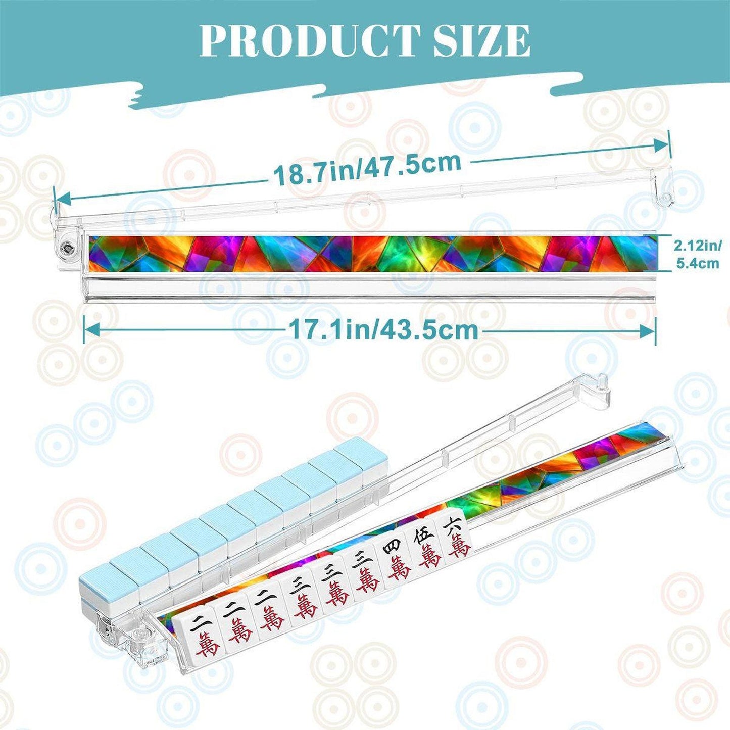 Mahjong Tile Pushers – Set of 4 Prism Radiance Acrylic Racks with Rainbow Design