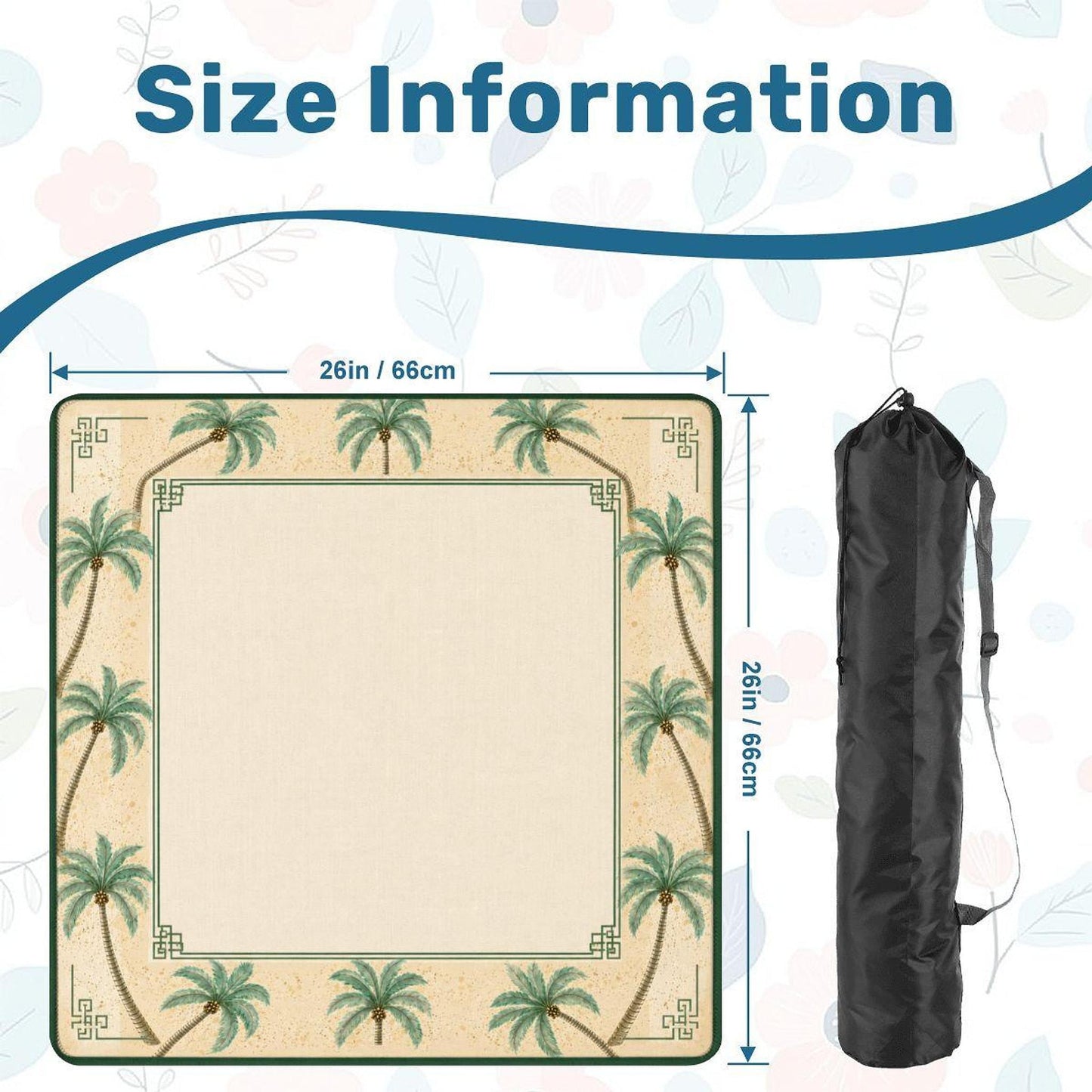 Mahjong Game Mat with Palm Tree Design – Durable Non-Slip Surface and Storage Bag