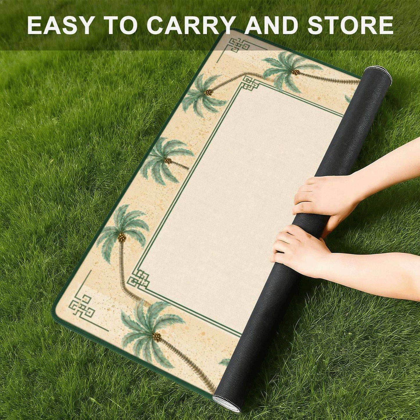 Mahjong Game Mat with Palm Tree Design – Durable Non-Slip Surface and Storage Bag