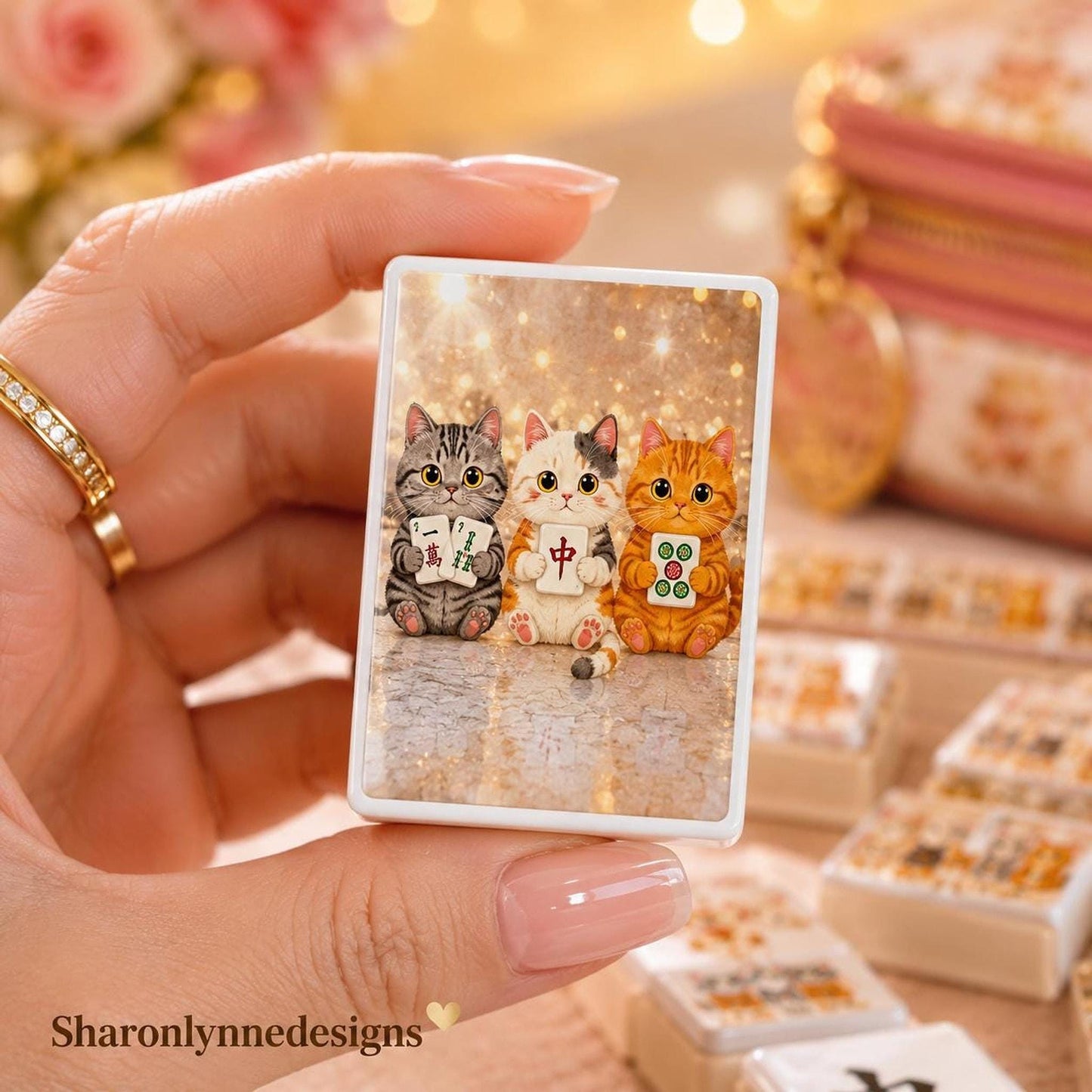 Mahjong Cat Tiles Set – 166-Piece American Game with Jokers