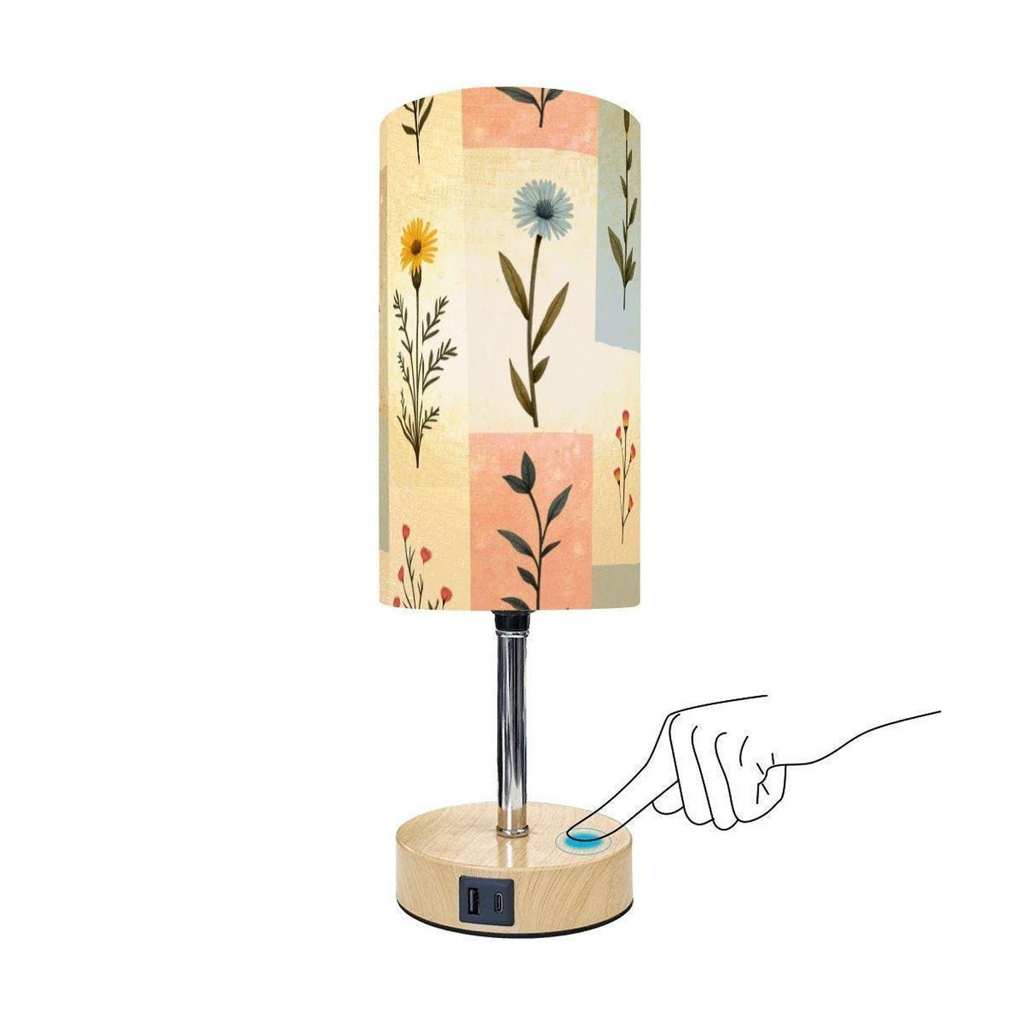 Bedside Table Lamp with USB Charging Port - Rustic Touch Control Light