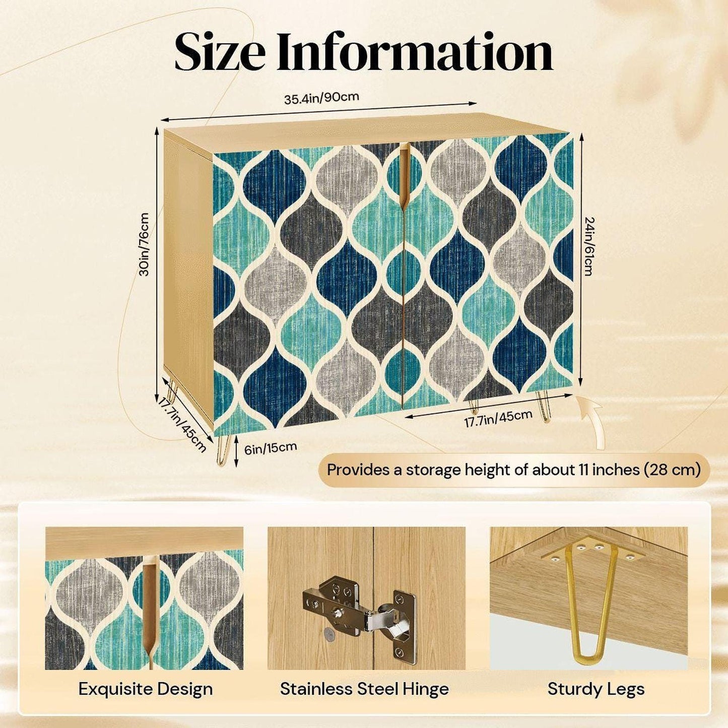 Ocean Cabinet, Mid-Century Mosaic Storage Solution with Coastal Design