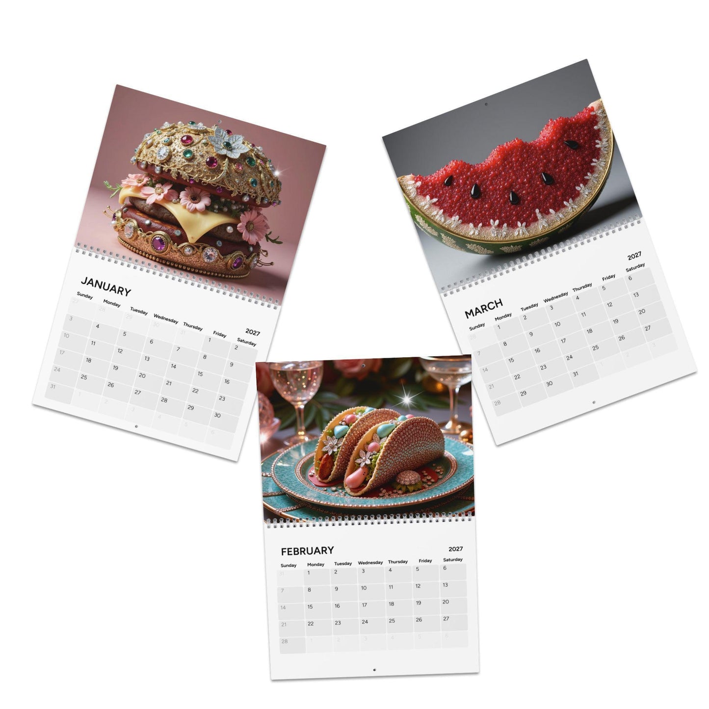 2027 Wall Calendar | Food Bling Photography with Colorful Art