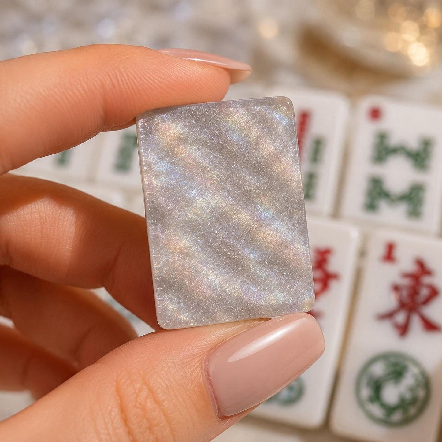 Mahjong Tile Set - Gray Minimalist Acrylic Game Pieces for Modern Play
