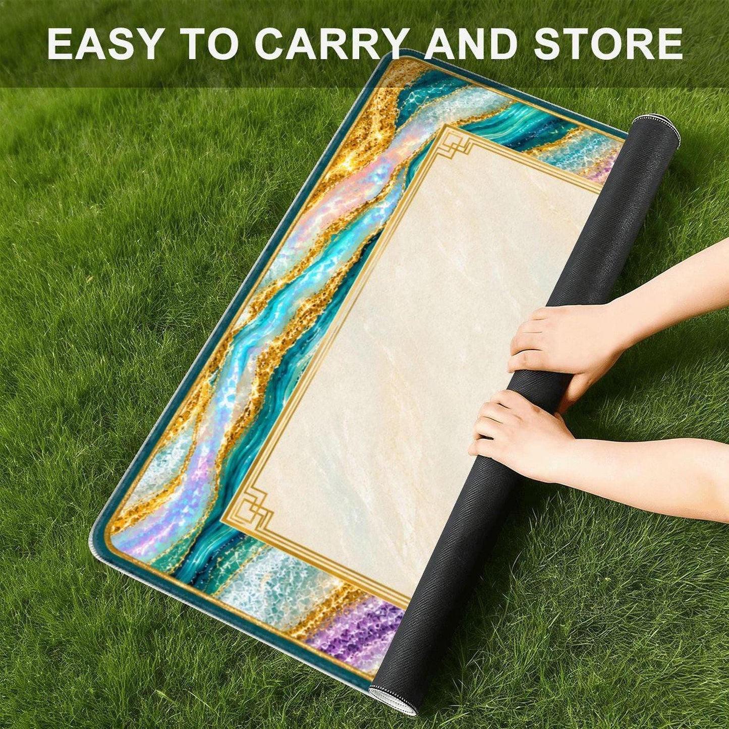 Turquoise Tide Mahjong Mat, Non-Slip Playing Surface with Storage Bag