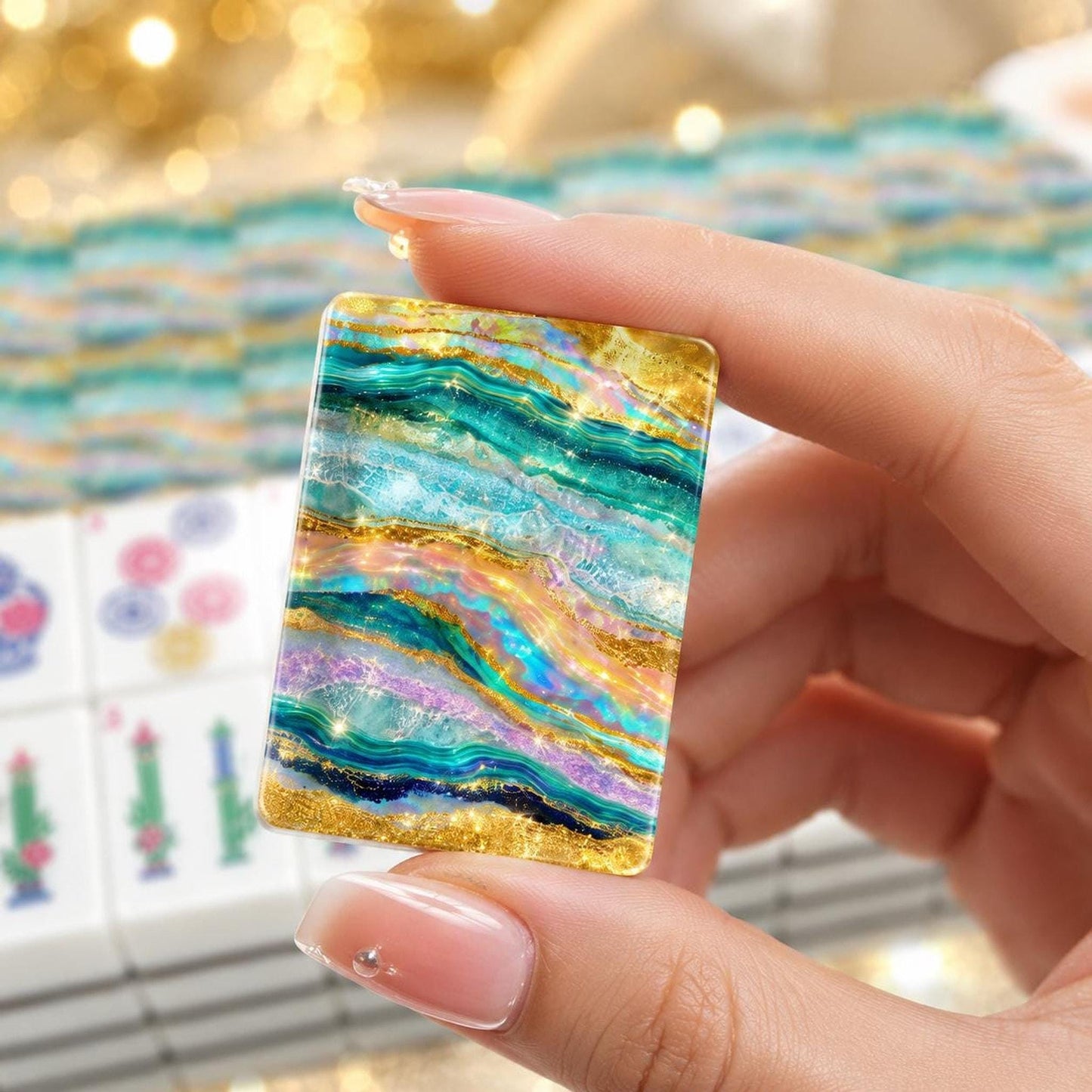 Turquoise Tide American Mahjong Tiles, Luxury 160-Piece Set with Jokers