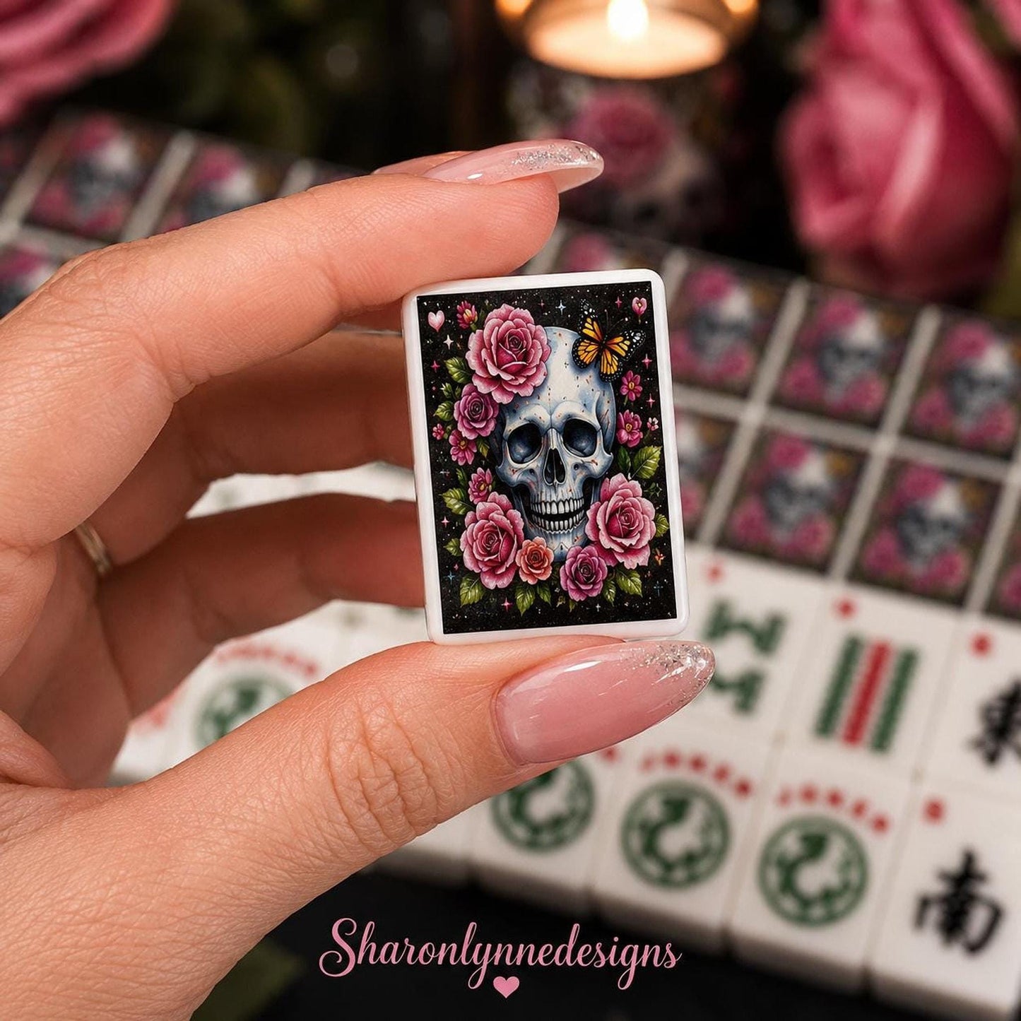 Sugar Skull American Mahjong Tile Set – 166 Piece Acrylic Game Set with Jokers
