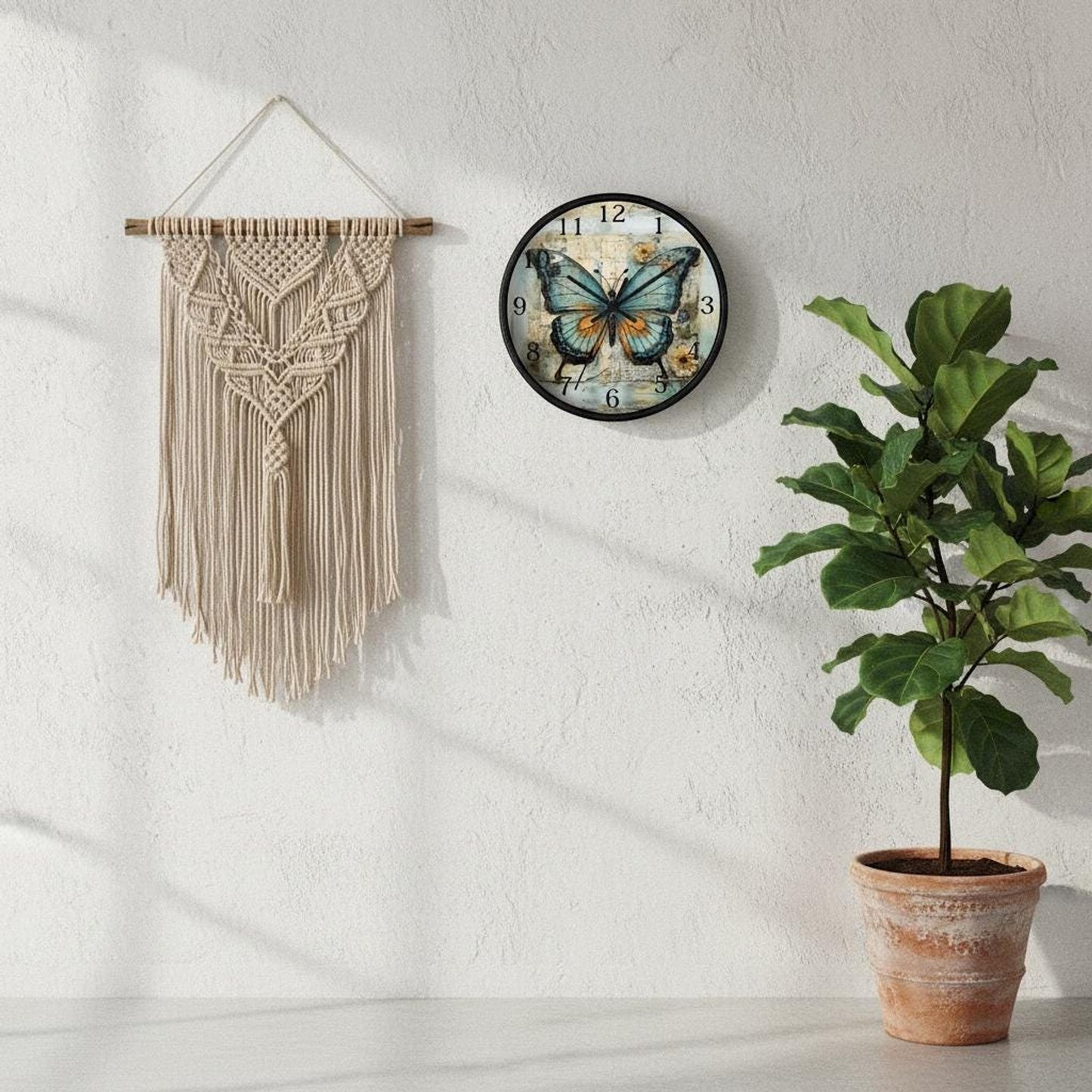 Butterfly Wall Clock, Artistic Silent Timepiece for Nature Lovers