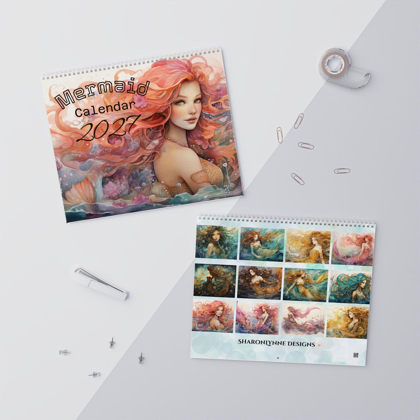 Mermaid Calendar 2027 | Illustrated Wall with Lush Artwork