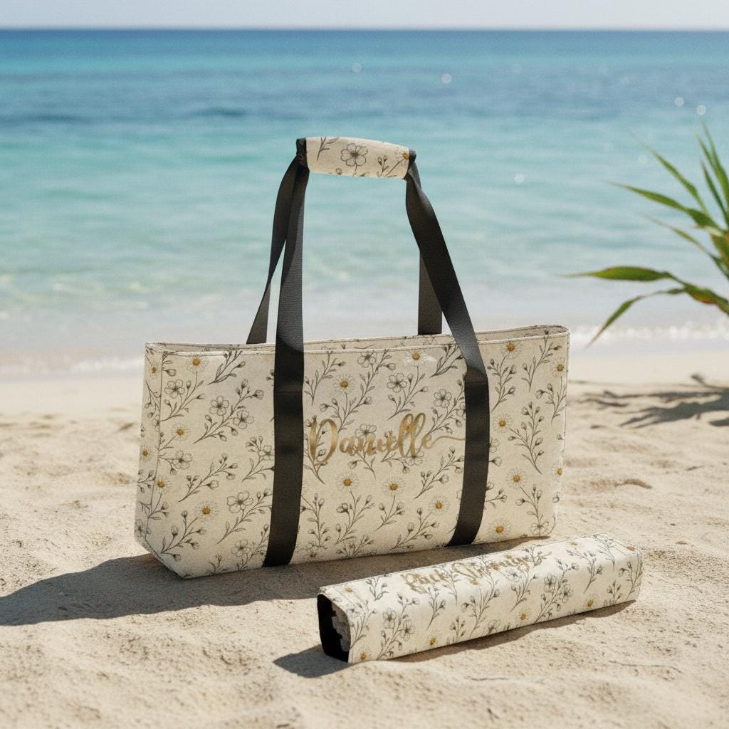 Custom Mahjong Bag Set, Personalized Floral Canvas Storage for Essentials