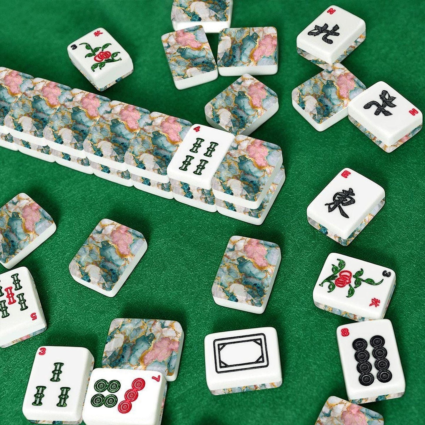 Marble Mahjong Set - Elegant American Tiles for Game Night