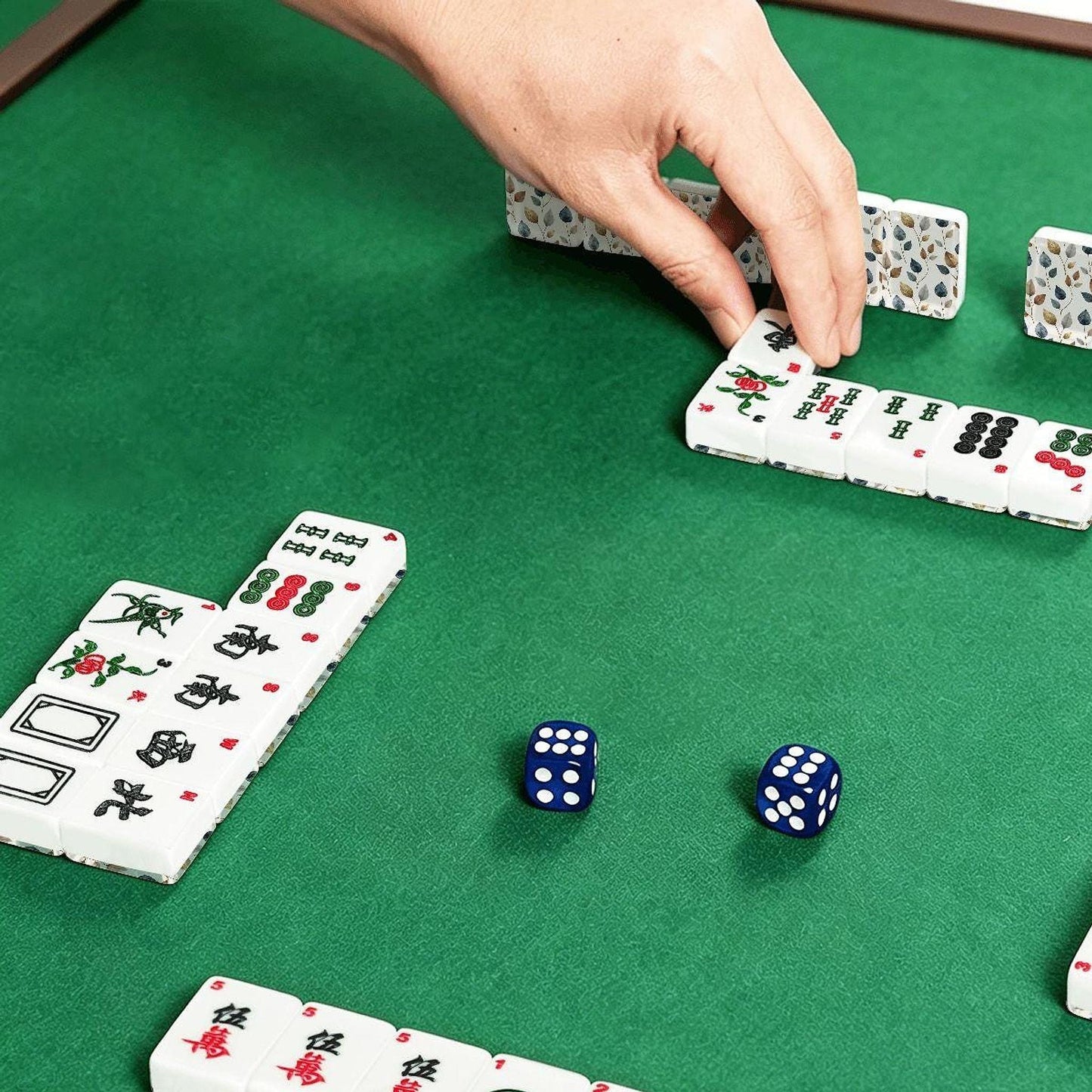 Mahjong Tile Set with Gold Leaf Accents - Acrylic Game Set for Family Fun