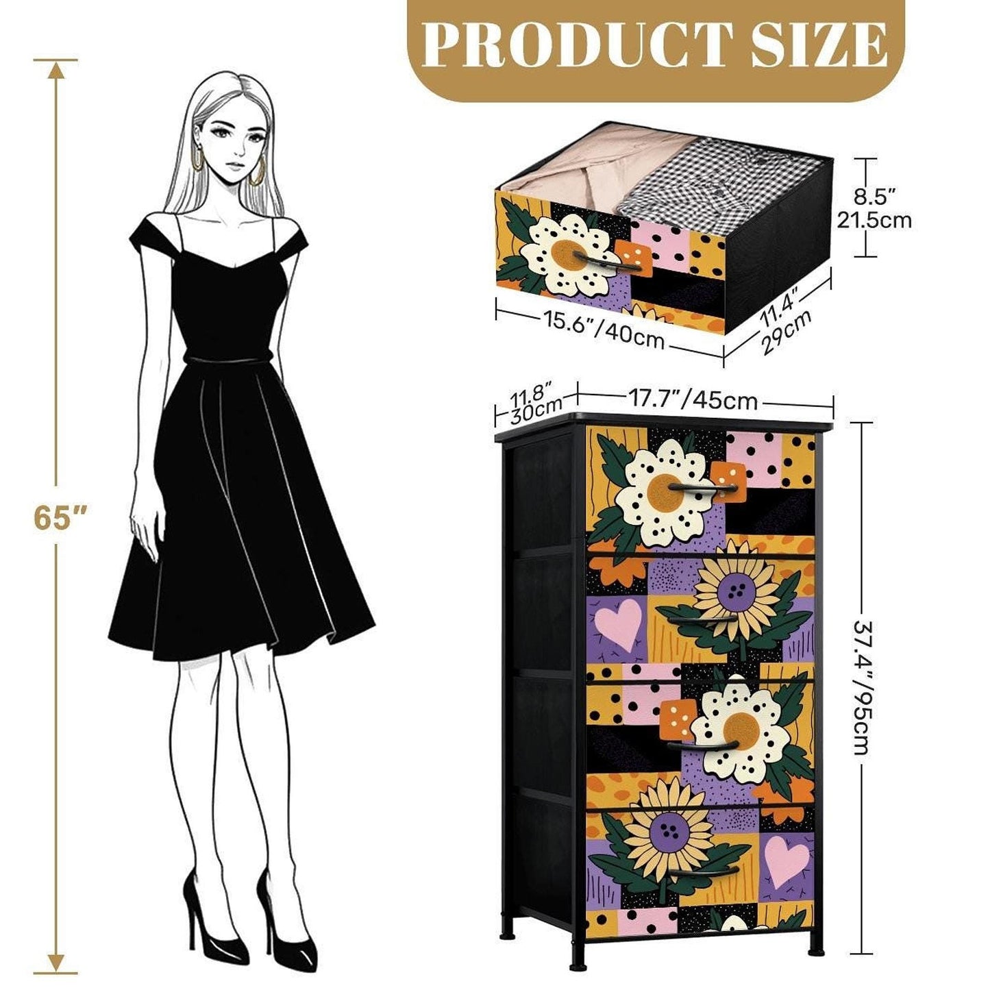 Modern Dresser with 4 Drawers - Artistic Storage Solution for Your Bedroom