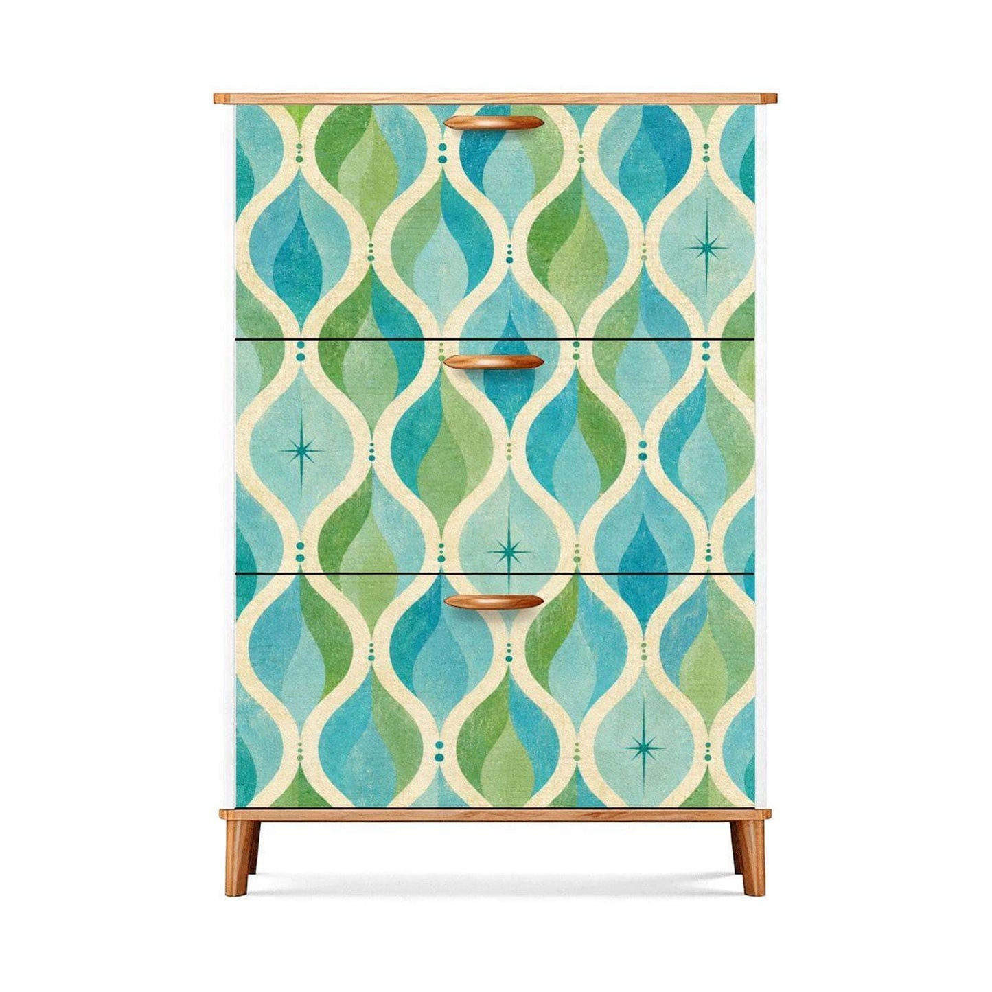 Entryway Shoe Cabinet – Blue & Green Mid-Century Modern Storage Organizer