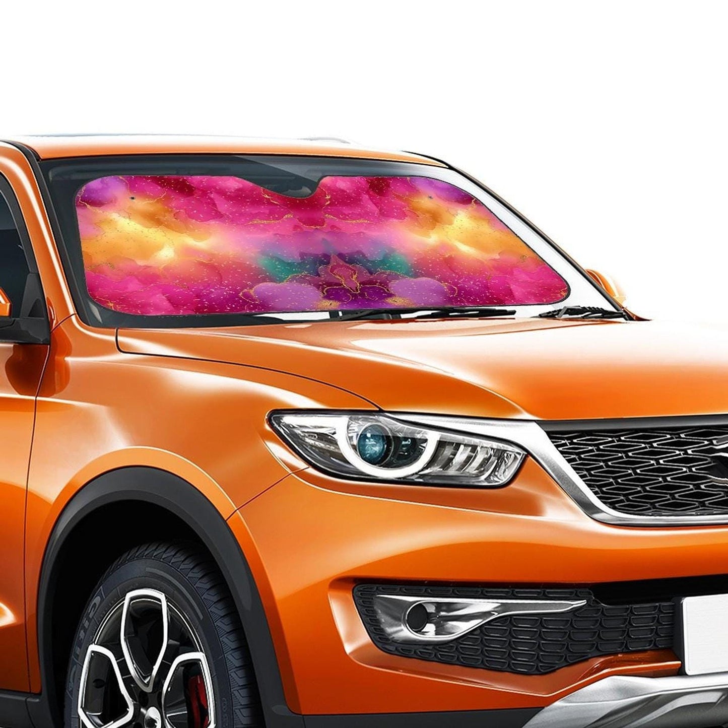 Pink Car Sun Shade, Bright Design with UV Protection and Heat Insulation