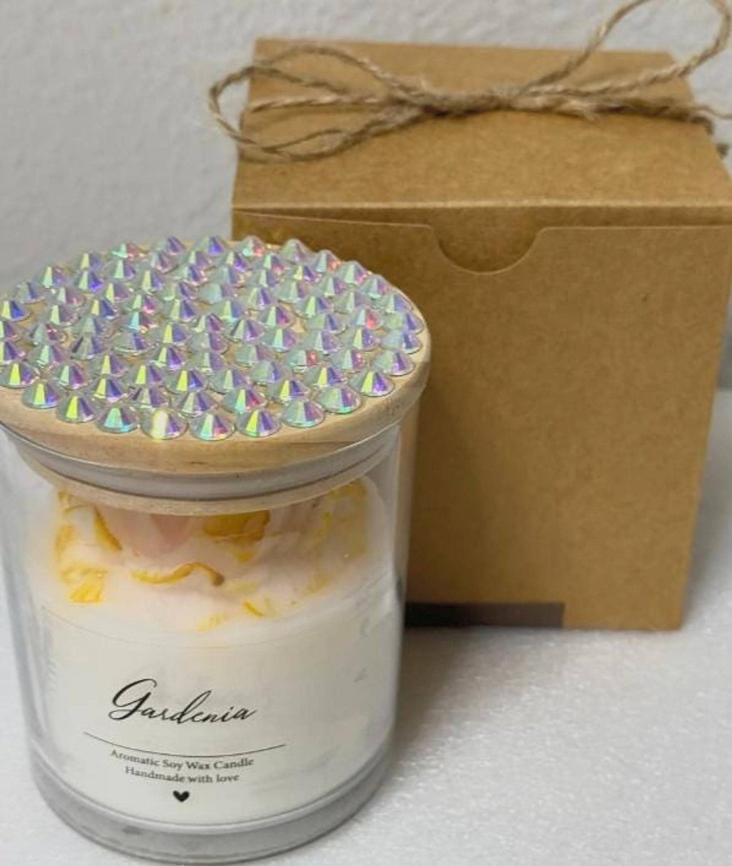 Gardenia Candle with Decorative Jewel Lid - Scented Soy for Home