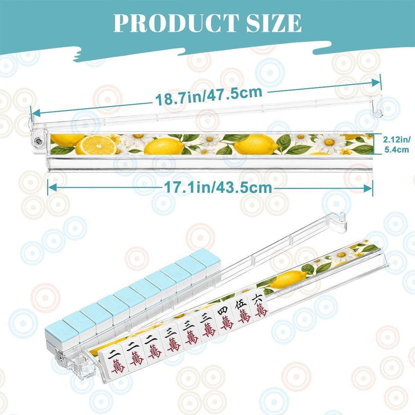 Lemon Mahjong Rack Set of 4, Acrylic Organizer with Daisy Pattern