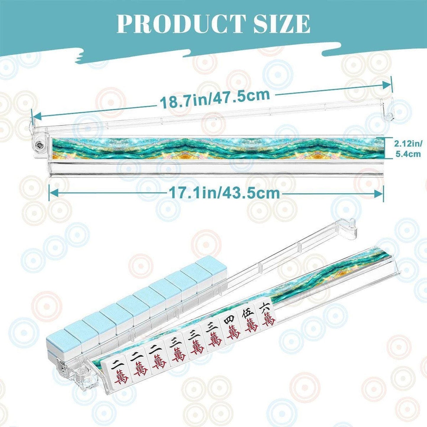 Mahjong Rack Set, Turquoise Tide Acrylic Tile Pushers, 4-Piece Set