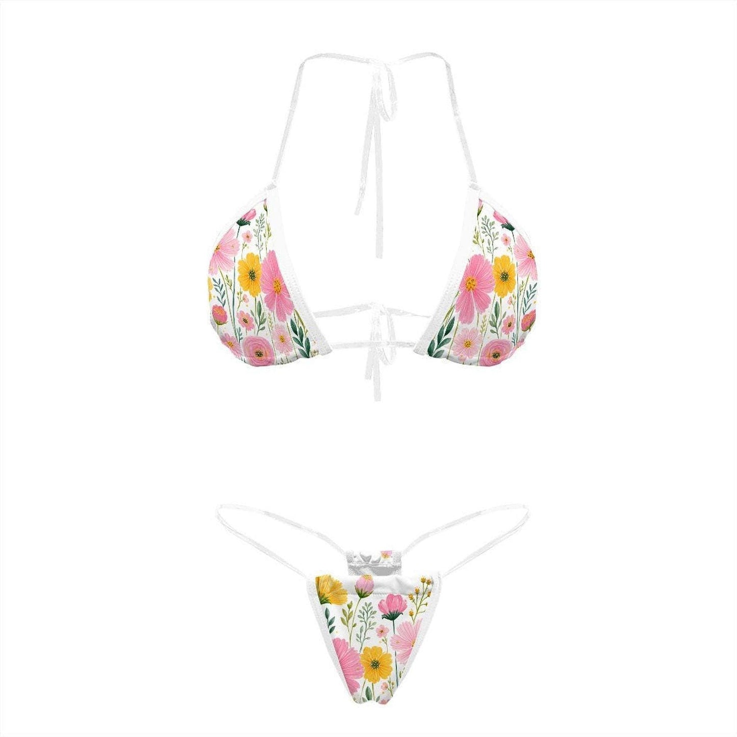 Floral Bikini Set with Transparent Straps, Women's Swimsuit for Summer