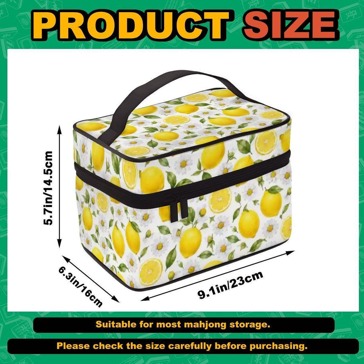 Lemon Portable Mahjong Bag - Durable Polyester Tote for Game Night