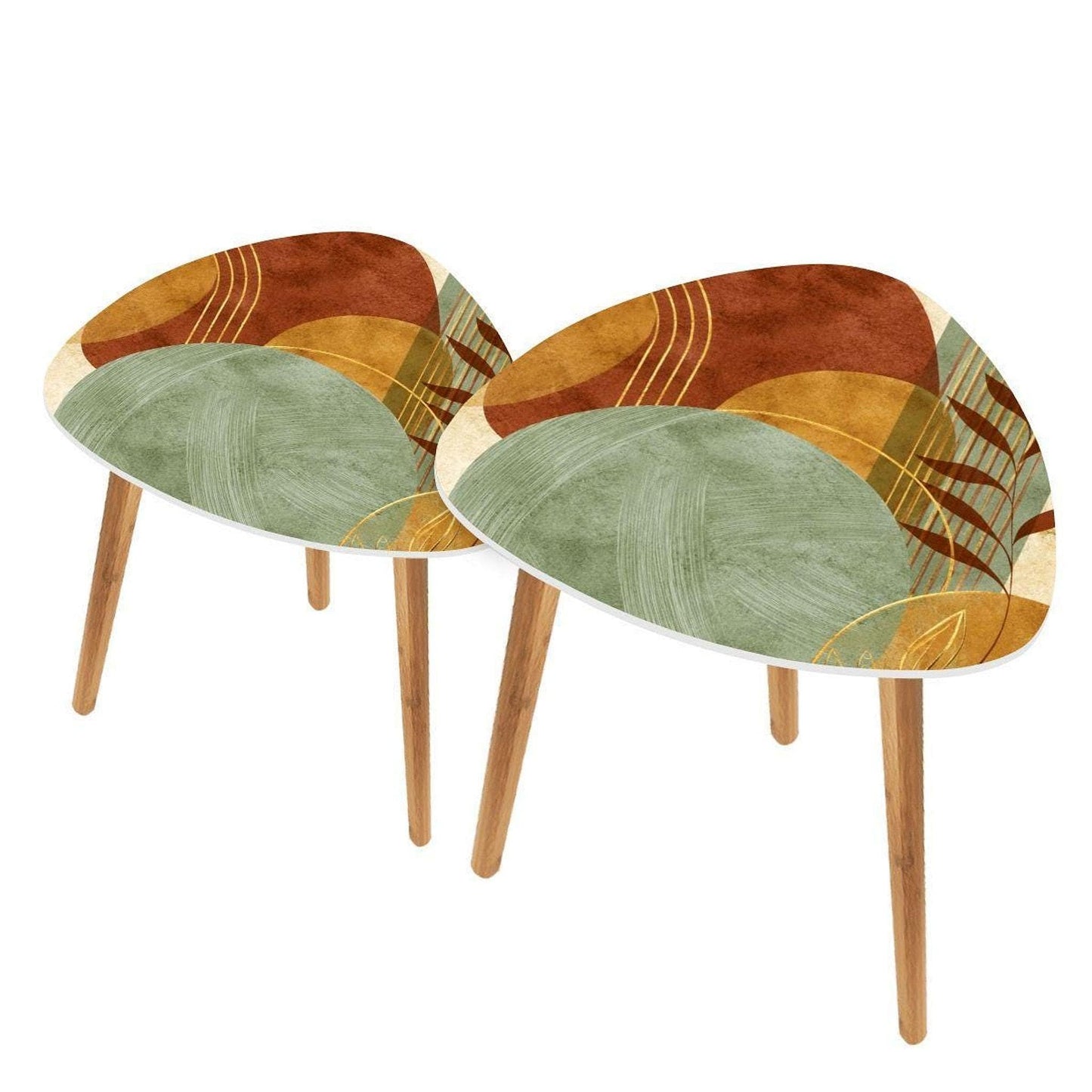 Midcentury Tables Set, Eco-Friendly Bamboo Triangle Coffee for Living Room