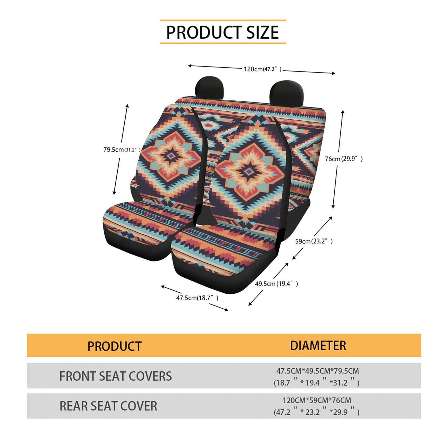 Native Seat Covers, Polyester Spandex Blend Full Set for Front and Rear
