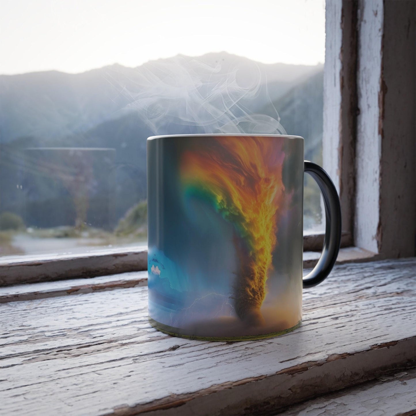 Color-Changing Tornado Mug, Heat-Reactive Ceramic Coffee Cup for Enchanting Beverages