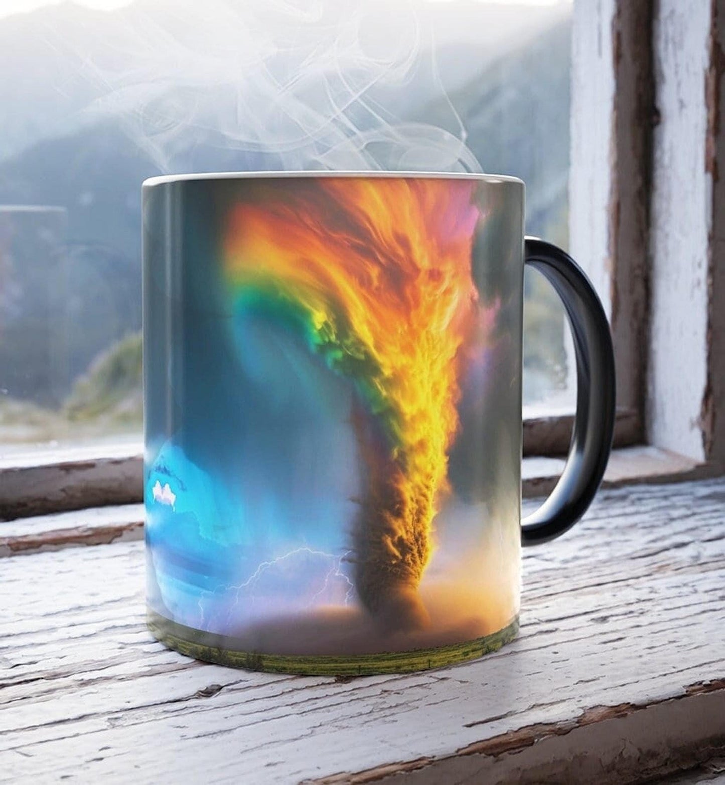 Color-Changing Tornado Mug, Heat-Reactive Ceramic Coffee Cup for Enchanting Beverages