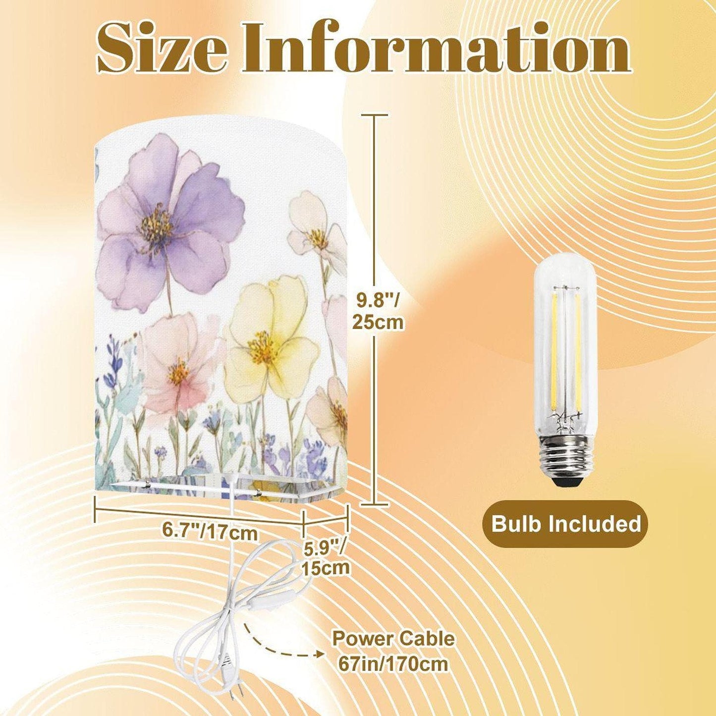 Floral Wall Sconces Set of Two, Decorative Plug-In Lighting in Metal and Linen