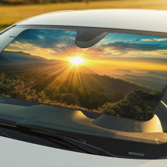 Scenic Mountain Car Sun Shade: UV Protection Cooling Accessory
